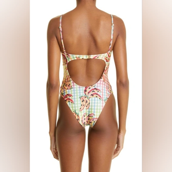 FARM Rio Banana Vichy One Piece Swimsuit Size Small - Picture 5 of 7